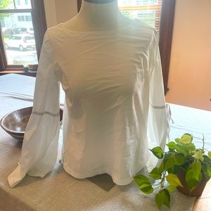 LOFT White Bell Sleeve Blouse